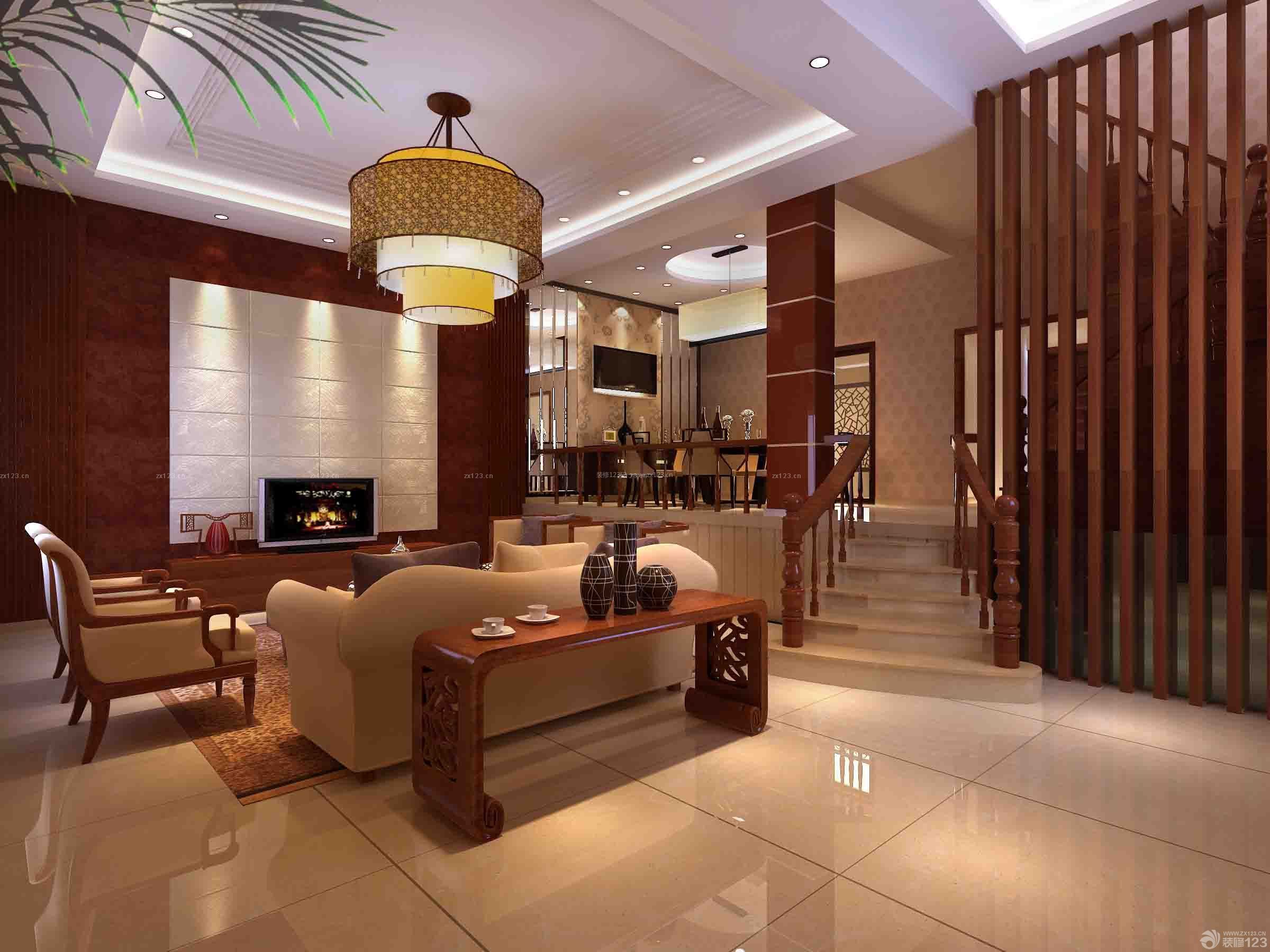 红木色门古典家庭室内装修设计 典雅传承与空间美学的融合